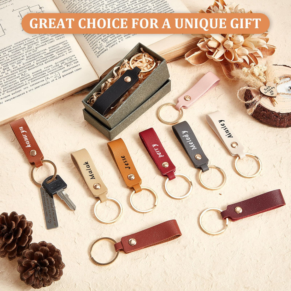 Wavyknot 100 Pcs Leather Key Fobs Kit Blanks DIY Laser Engraving Keychain for Leather Keychain Making Supplies (Multicolor,3.7 x 0.7 Inches) Wavyknot