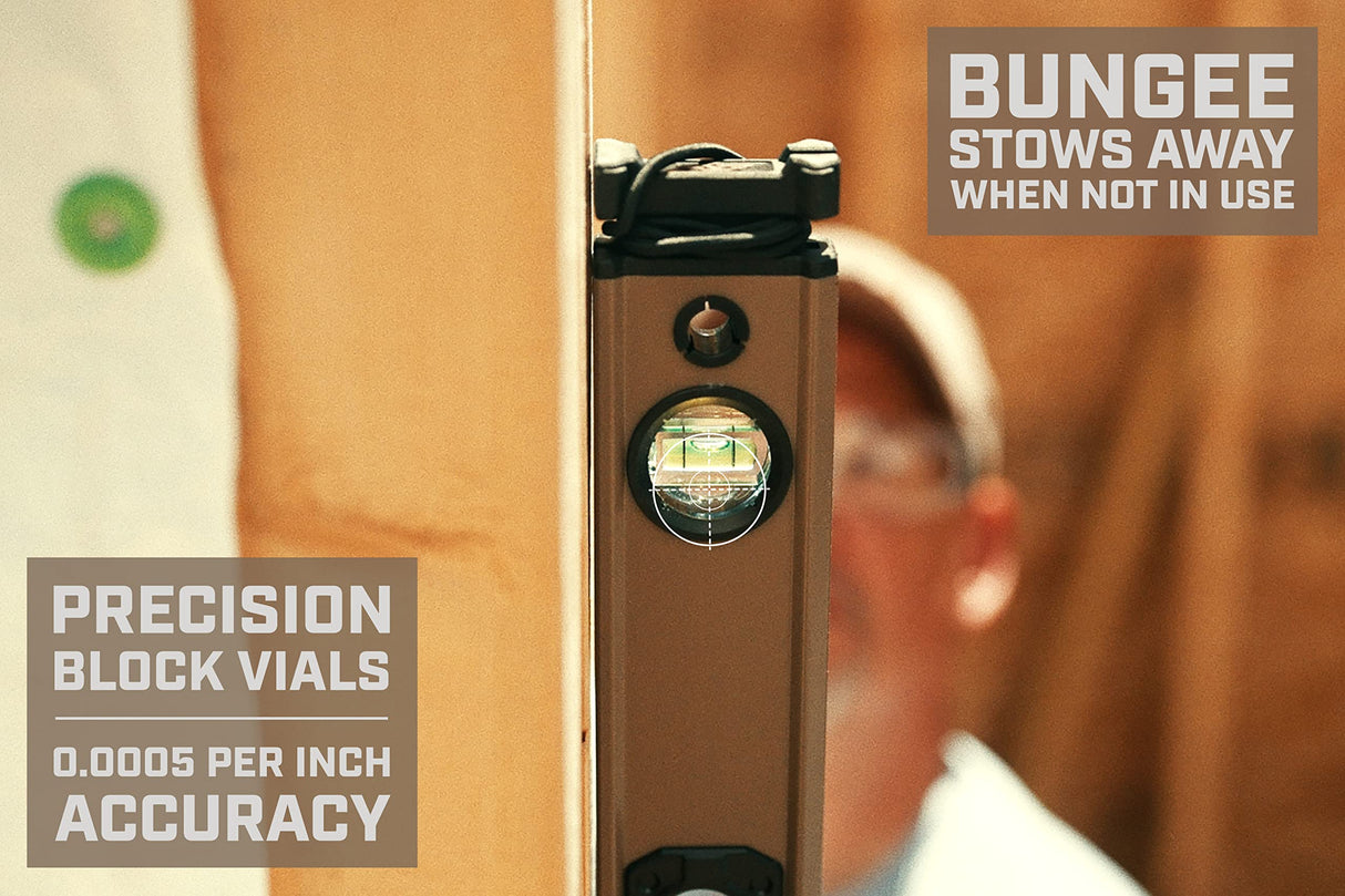 Spec Ops Tools 24" Box Beam Level, Tourniquet Bungee System, 33% Larger Block Vials, Aluminum, 3% Donated to Veterans Spec Ops