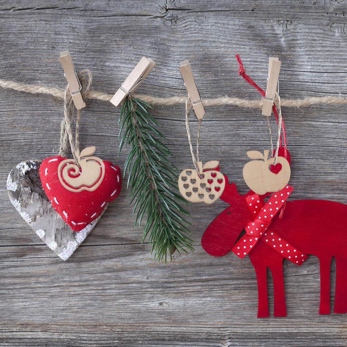 Amosfun 100pcs Wooden Apple Cutout Unfinished Mini Wood Apple Pieces Slice Centerpiece Embellishment for Xmas Wedding Birthday Table Decor DIY Craft Amosfun