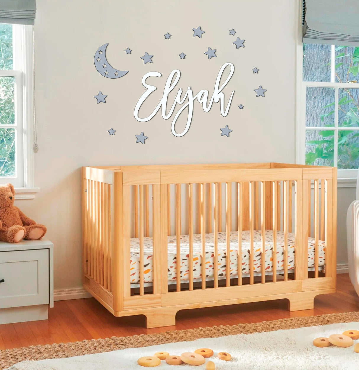 Personalized Custom Wood Name Sign with Stars Wooden Wall Stickers Nursery Name Sign, Personalized Baby Gifts Nursery Wall Decor Wooden Letters for Generic
