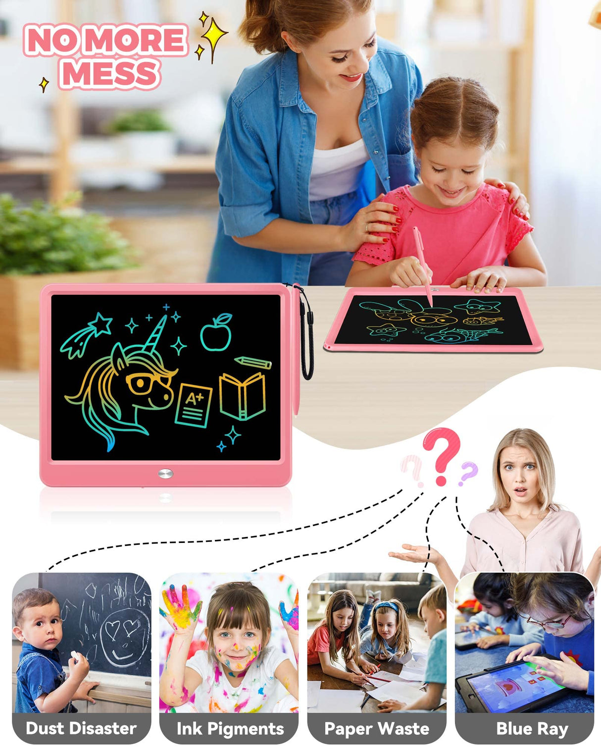 KOKODI 12 Inch LCD Writing Tablet with Anti-Lost Stylus, Erasable Doodle Board Colorful Toddler Drawing Pad, Car Travel School Games Toys for 3 4 5 6 KOKODI