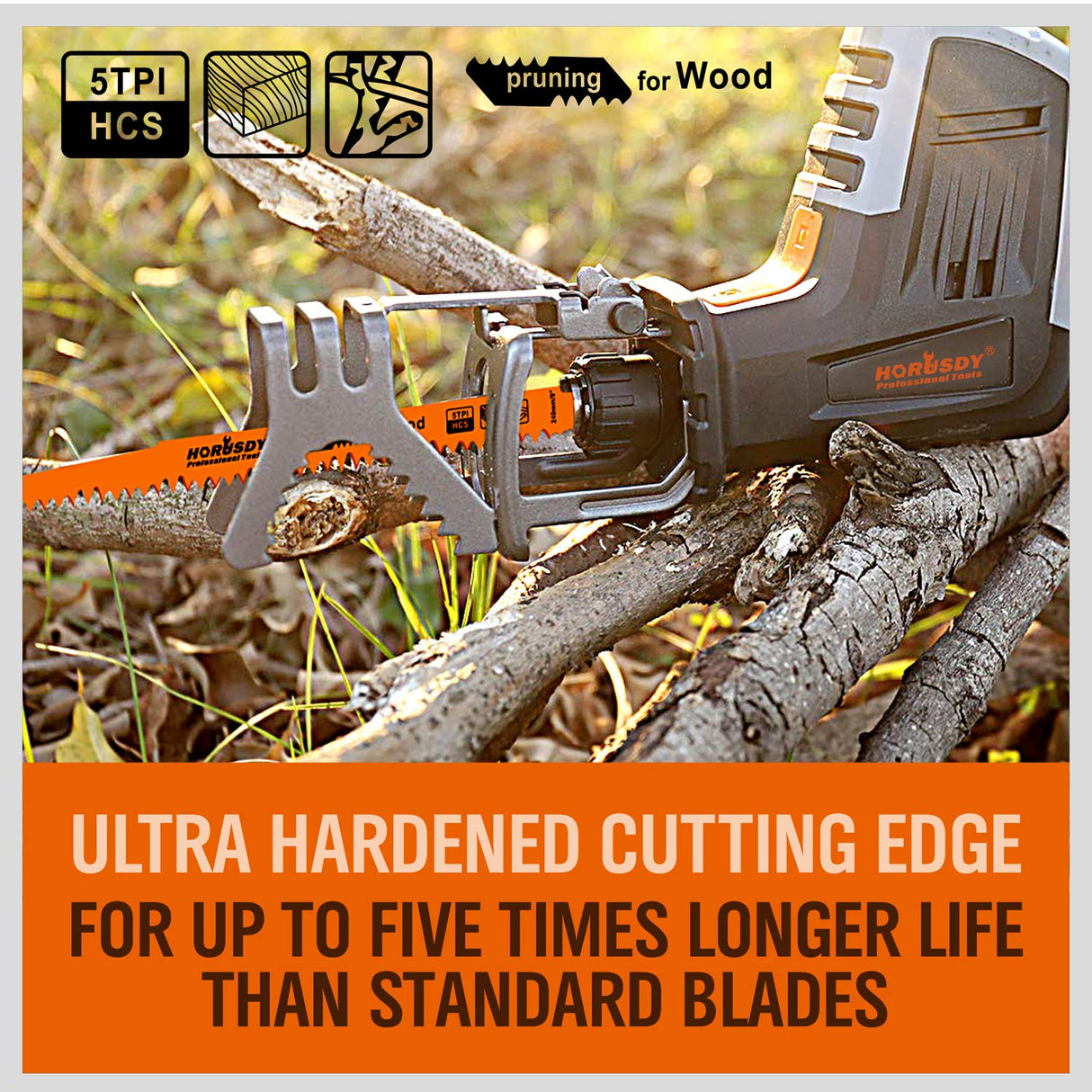 HORUSDY 9-Inch Wood Pruning Reciprocating Saw Blades, 5 Pack, 5TPI Saw Blades HORUSDY