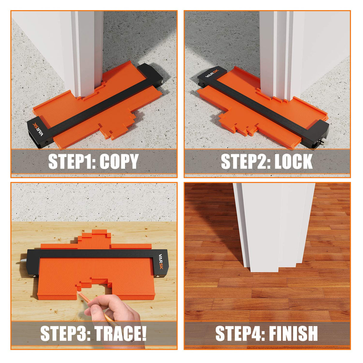 VARSK Contour Gauge Profile Tool with Light 5+10 Inch - Super Gauge Shape and Outline Tool, Gifts for Men Dad Him, Cool Gadgets for Men DIY Handyman, VARSK