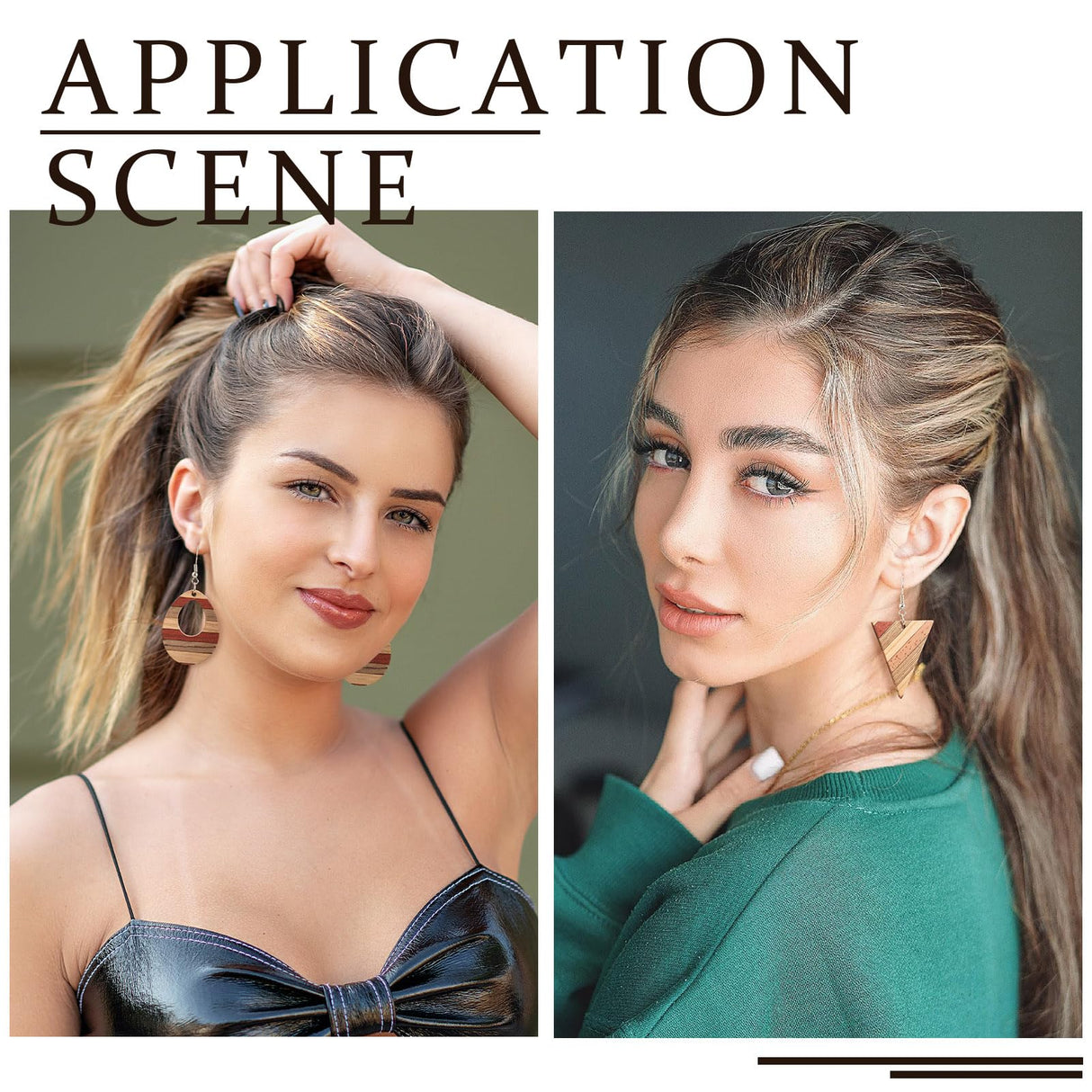 FASHEWELRY 12Pcs Striped Resin Wood Earring Charms Boho Wooden Earring Blanks Geometric Wooden Earring Pieces Vintage Bohemian Charms for DIY Jewelry FASHEWELRY