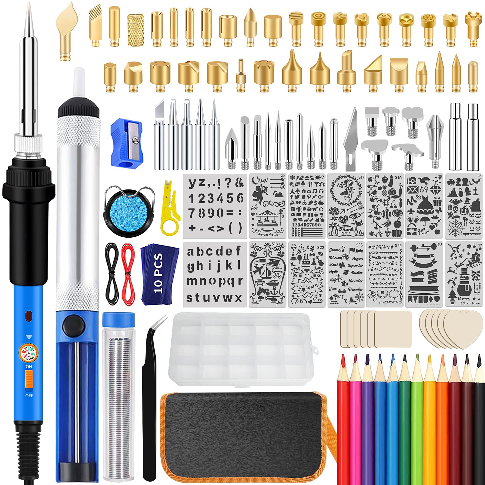 Wood Burning Kit 95Pcs Soldering Pyrography Pen with Adjustable On-Off  Switch Control Temperature Tool