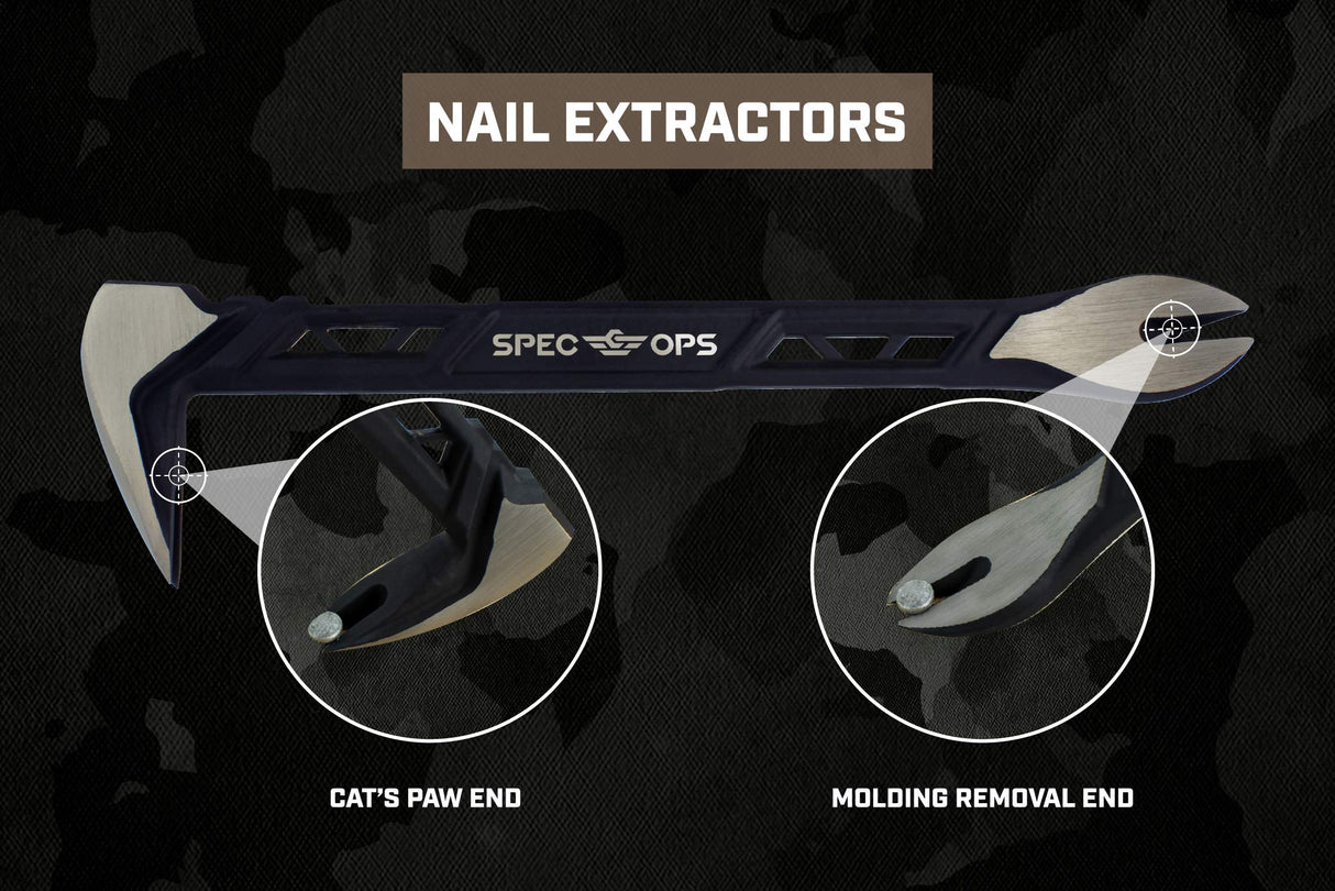 Spec Ops Tools 10" Nail Puller Cats Paw Pry Bar, High-Carbon Steel Spec Ops