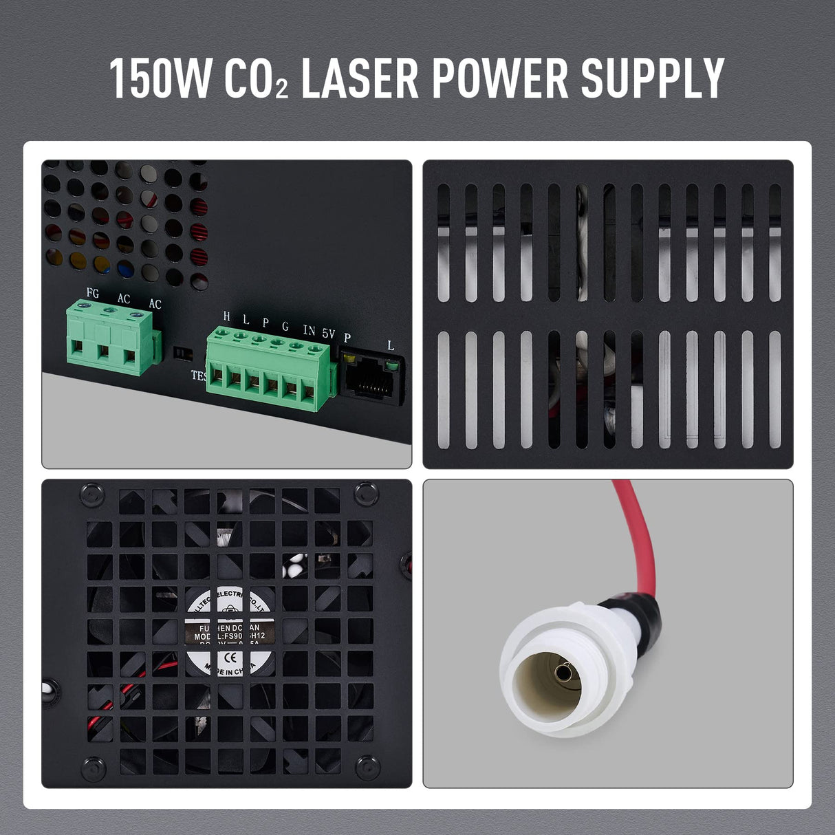 OMTech 150W Laser Power Supply for CO2 Laser Engravers Cutters, Digital Power Supply with Real Time Display Safety Protection, MYJG-150 Power Supply OMTech