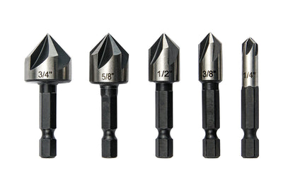 wesleydrill 5 pcs Countersink Drill Bit Set,82 Degree Counter Sink, Fit for Sink Holes into Most Machinable Metals, Plywood, Softwood, Hardwood,