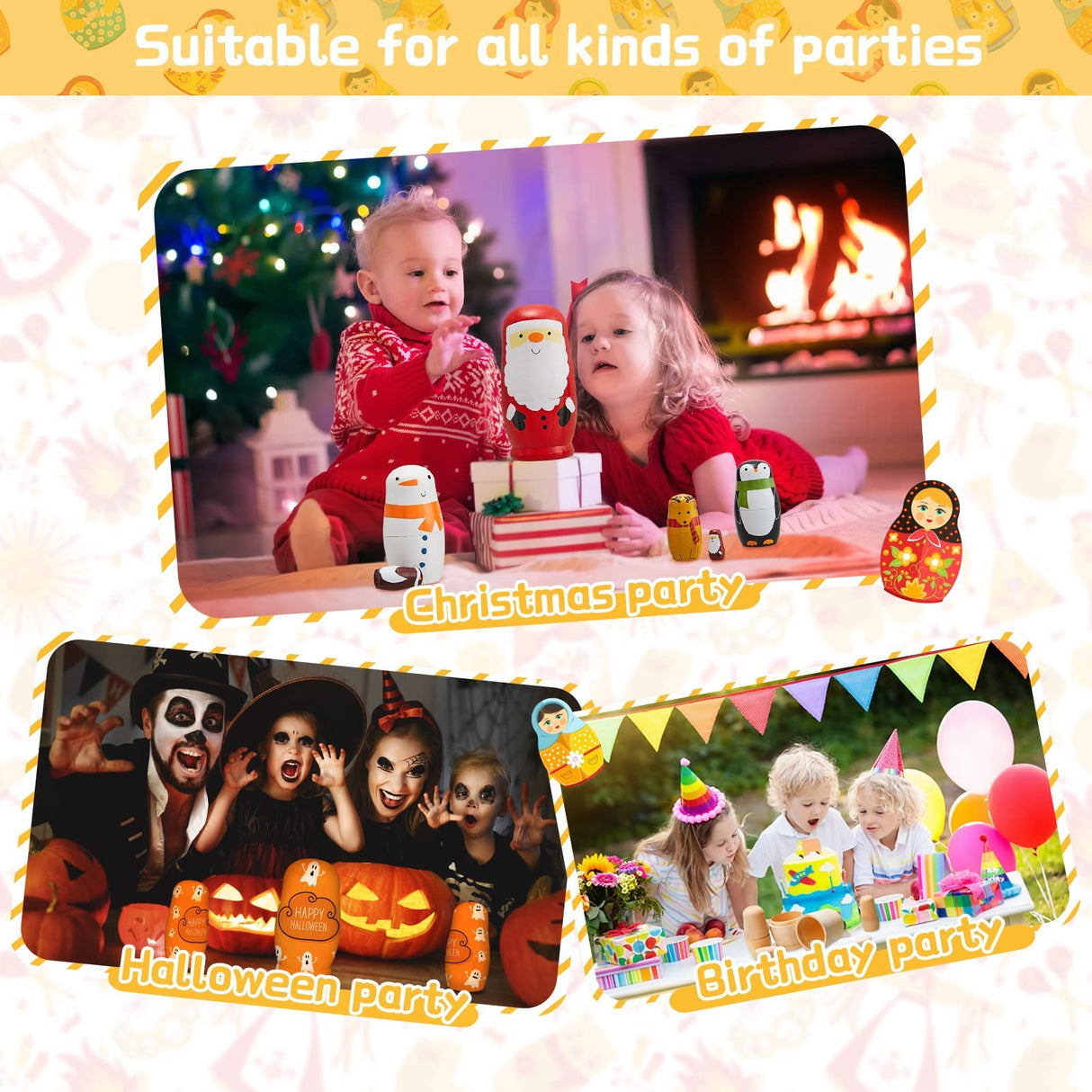 2 Sets Unpainted Nesting Dolls Blank Russian Nesting Dolls Personalize Create Your Own Christmas Russian Doll Wooden Matryoshka DIY Dolls Kit for Chalyna