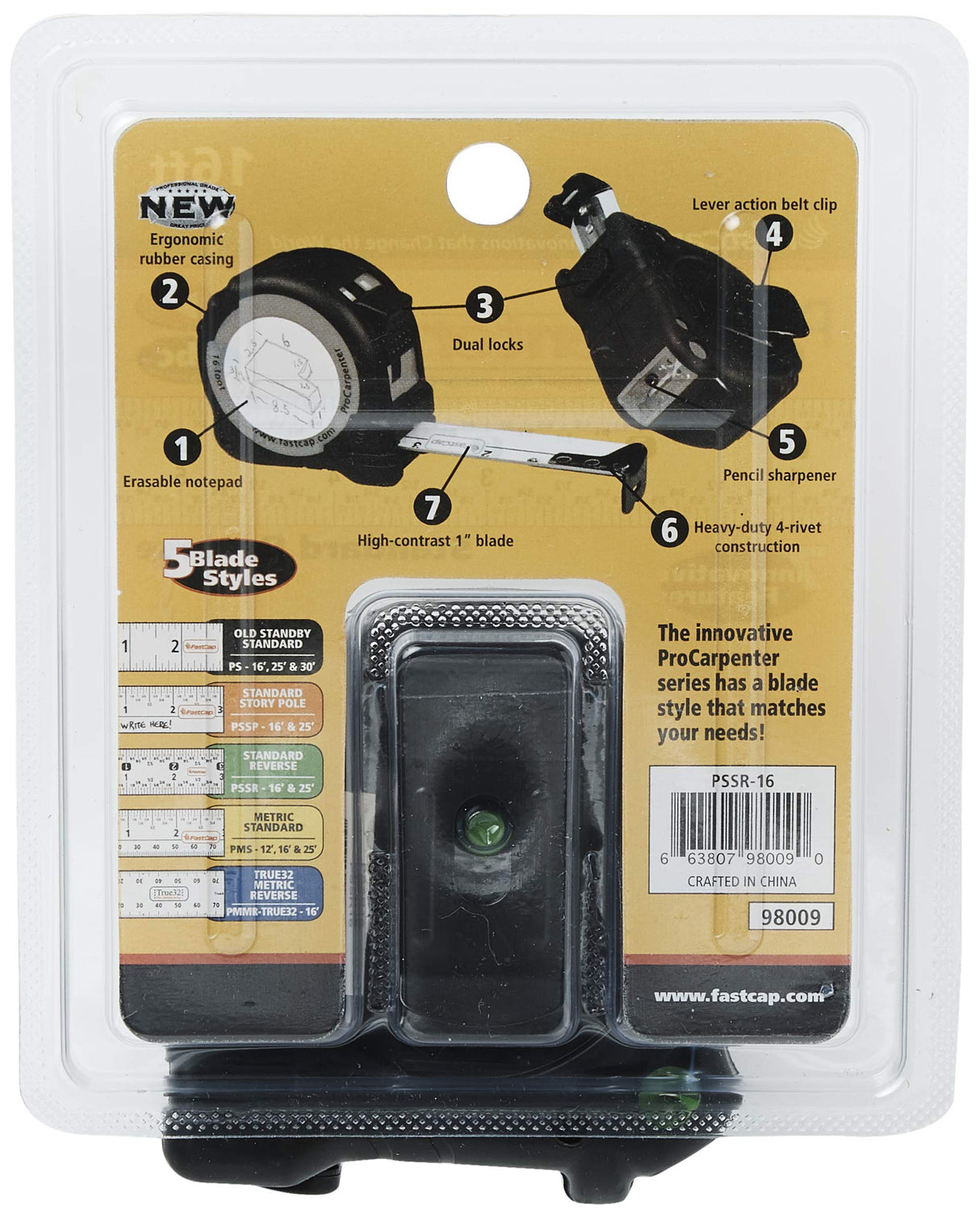 FastCap PSSR-16 16 Foot Pro Carpenter Standard Reverse Measuring Tape FastCap