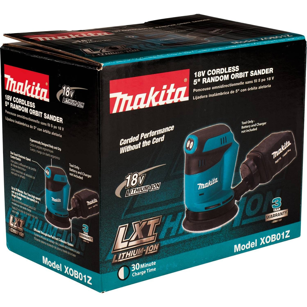 Makita XOB01Z 18V LXT® Lithium-Ion Cordless 5" Random Orbit Sander, Tool Only Makita