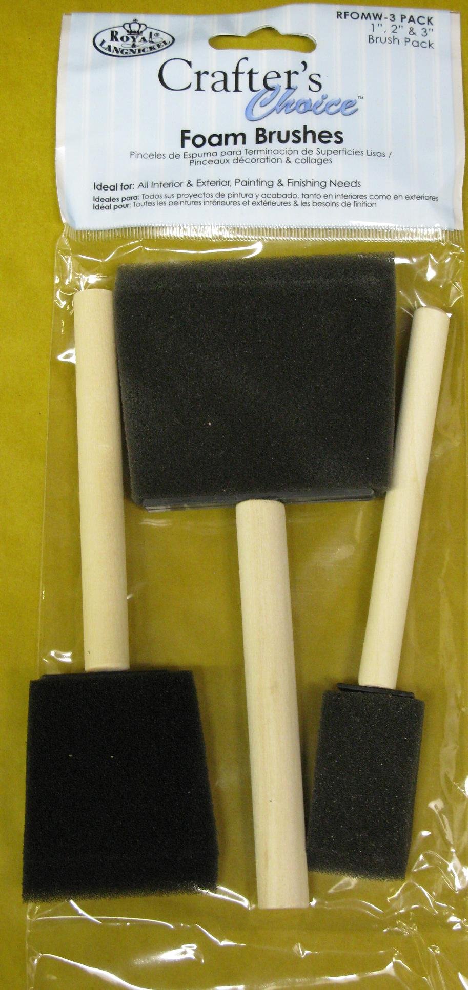 ROYAL BRUSH RFOMW-3P Foam Brush, 3-Pack Darkassorted, 1", 2" & 3" ROYAL BRUSH