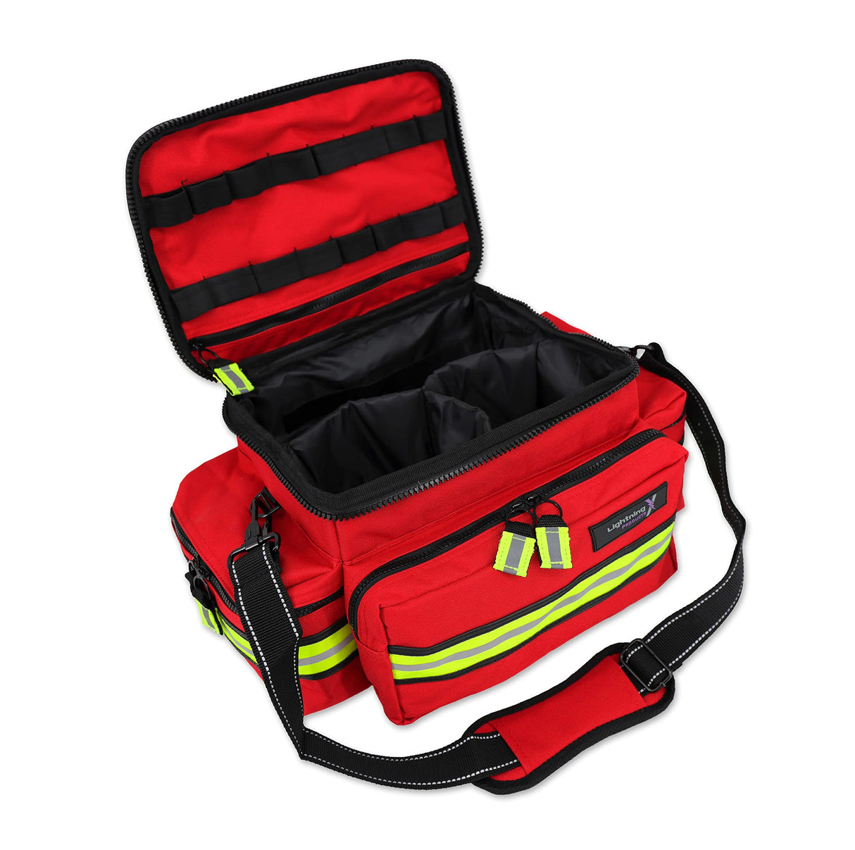 Lightning X Mid-Sized First Responder EMT Bag | LXMB25 | Fully Stocked w/ 240+ First Aid, EMS & Trauma Supplies - RED Lightning X Products
