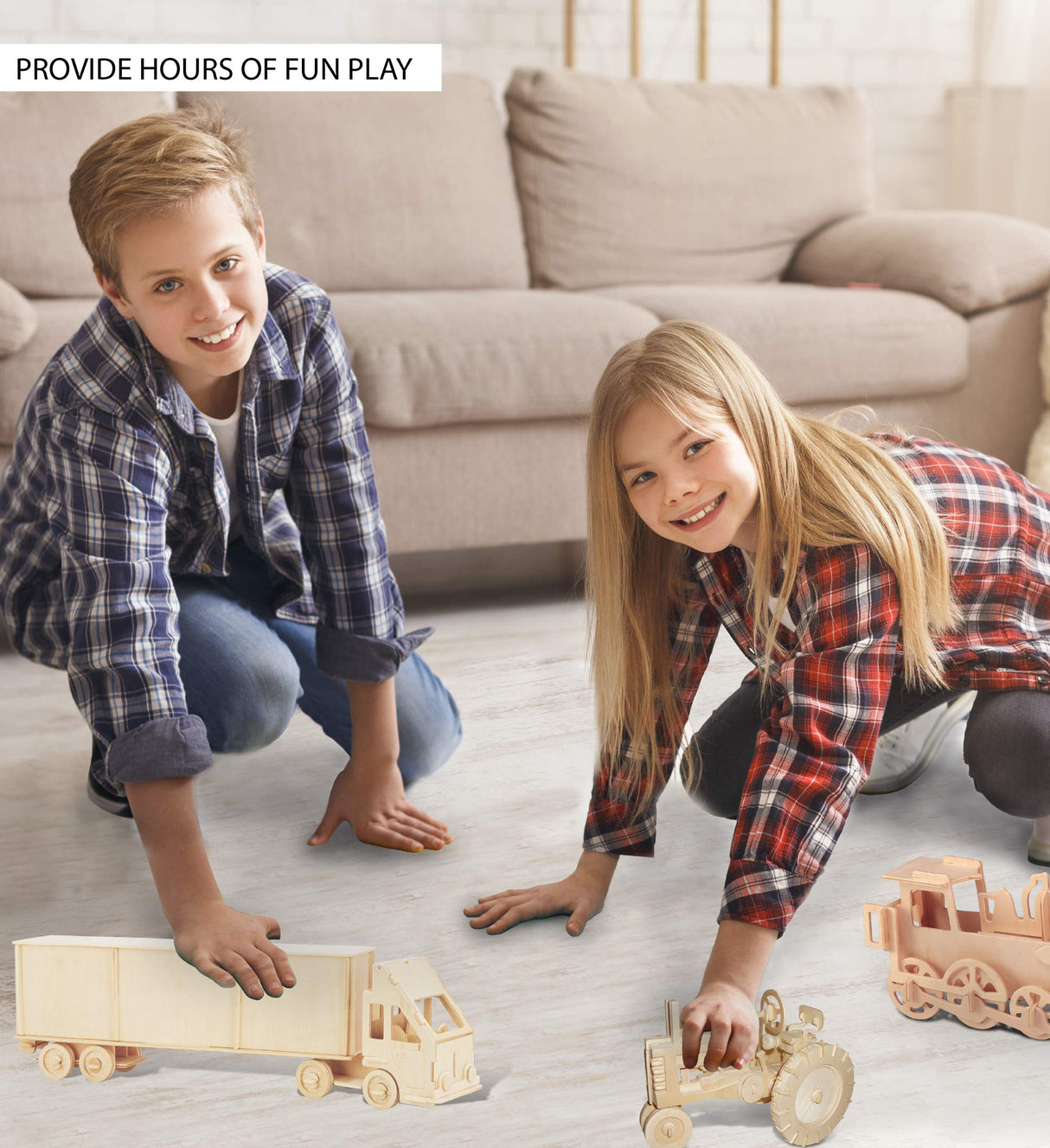 Puzzled 3D Puzzle Semi Truck Wood Craft Construction Model Kit, Fun Unique & Educational DIY Wooden Toy Assemble Model Unfinished Crafting Hobby Puzzled