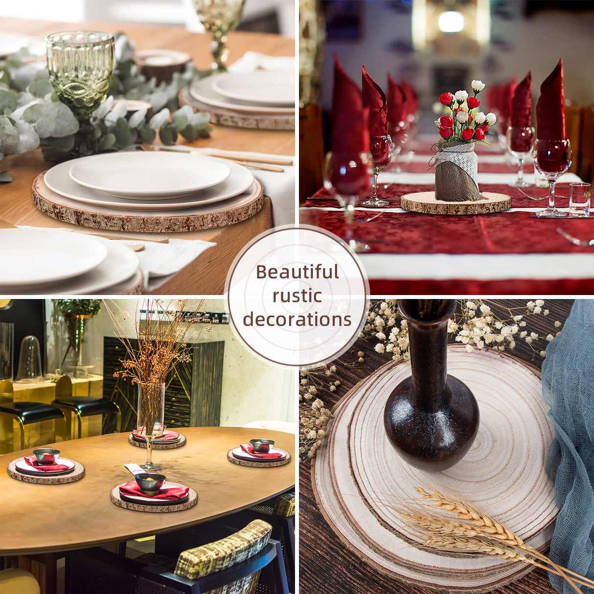 Maputune 8 Pcs 12-13 in Large Unfinished Wood Slices for Centerpieces, Natural Rustic Wooden Plate for DIY Craft, Round Wood Chips for Signage Maputune