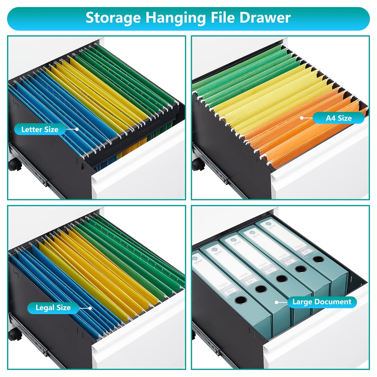 LISSIMO Metal File Cabinets with 2 Drawer,Under Desk Locking File Cabinet for Legal Letter Files, Office Storage Cabinet with Wheels Assembly LISSIMO