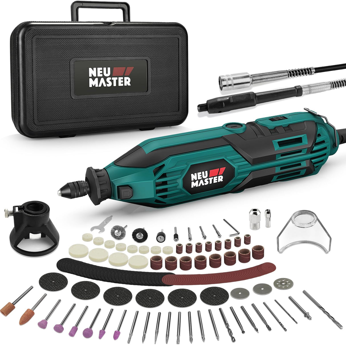 180W Rotary Tool Kit, NEU MASTER Corded Power Rotary Tools with 165 Accessories and 6 Variable Speed, 10000-35000RPM Electric Drill Set for Handmade NEU MASTER