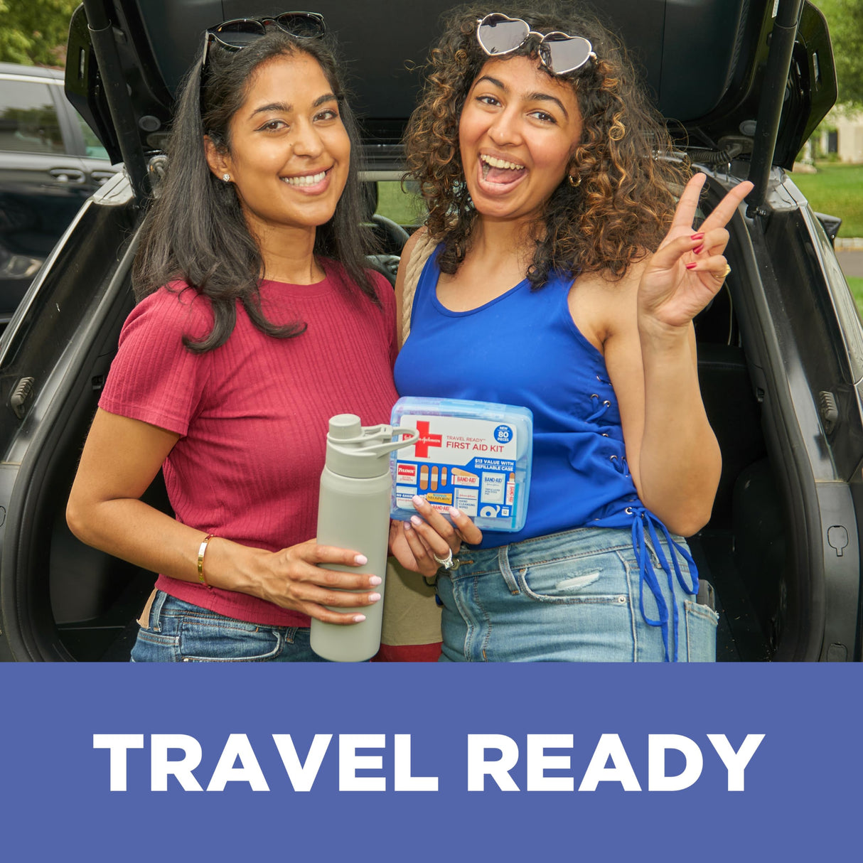 Band-Aid Travel Ready Portable Emergency First Aid Kit for Minor Wound Care with Assorted Adhesive Bandages, Gauze Pads & More, Ideal for Travel, Car Band-Aid