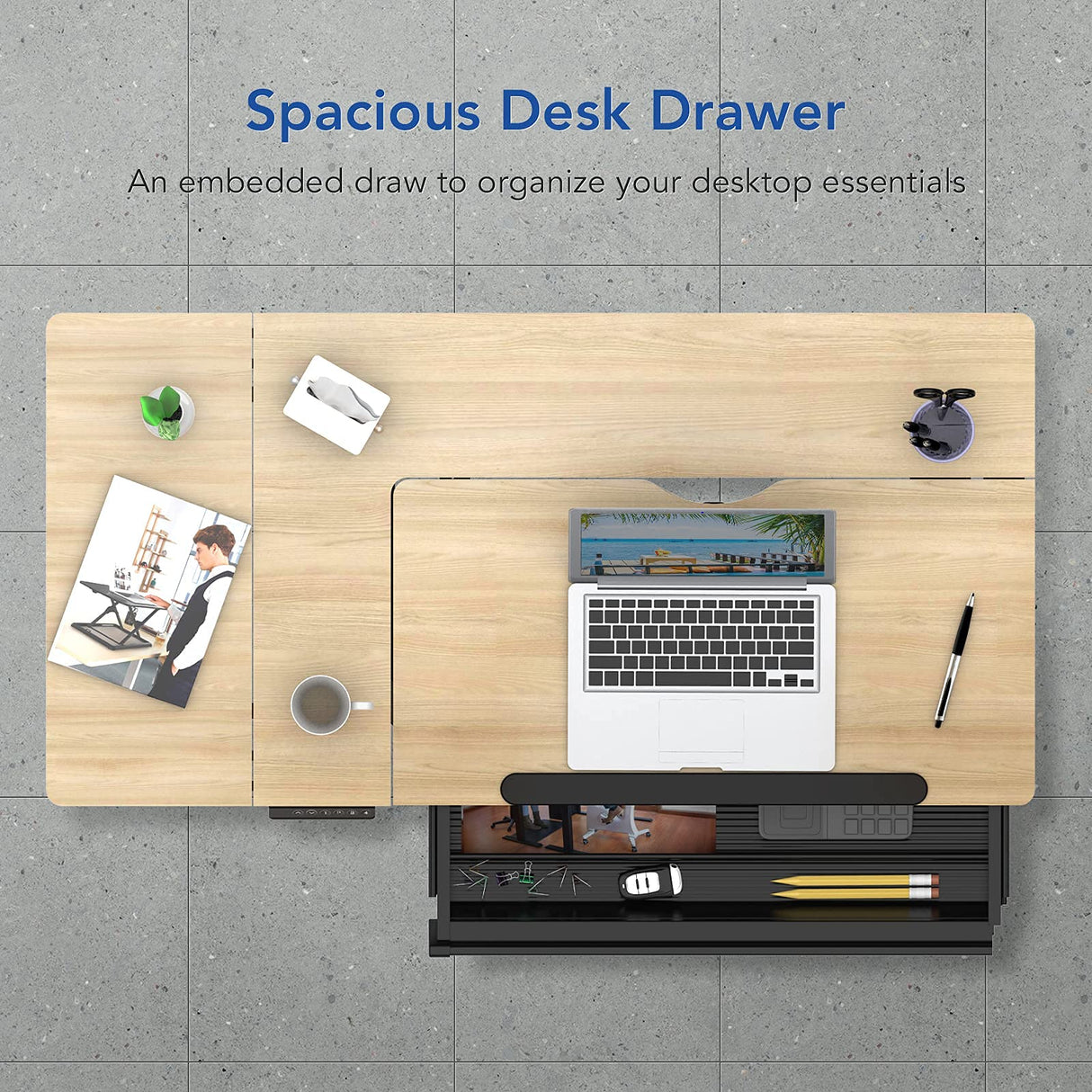 FLEXISPOT Comhar Adjustable Drafting Table, Electric Standing Desk with Storage Drawers for Writing Drawing Crafting Working, 47.2" W x 23.6" D Angle FLEXISPOT