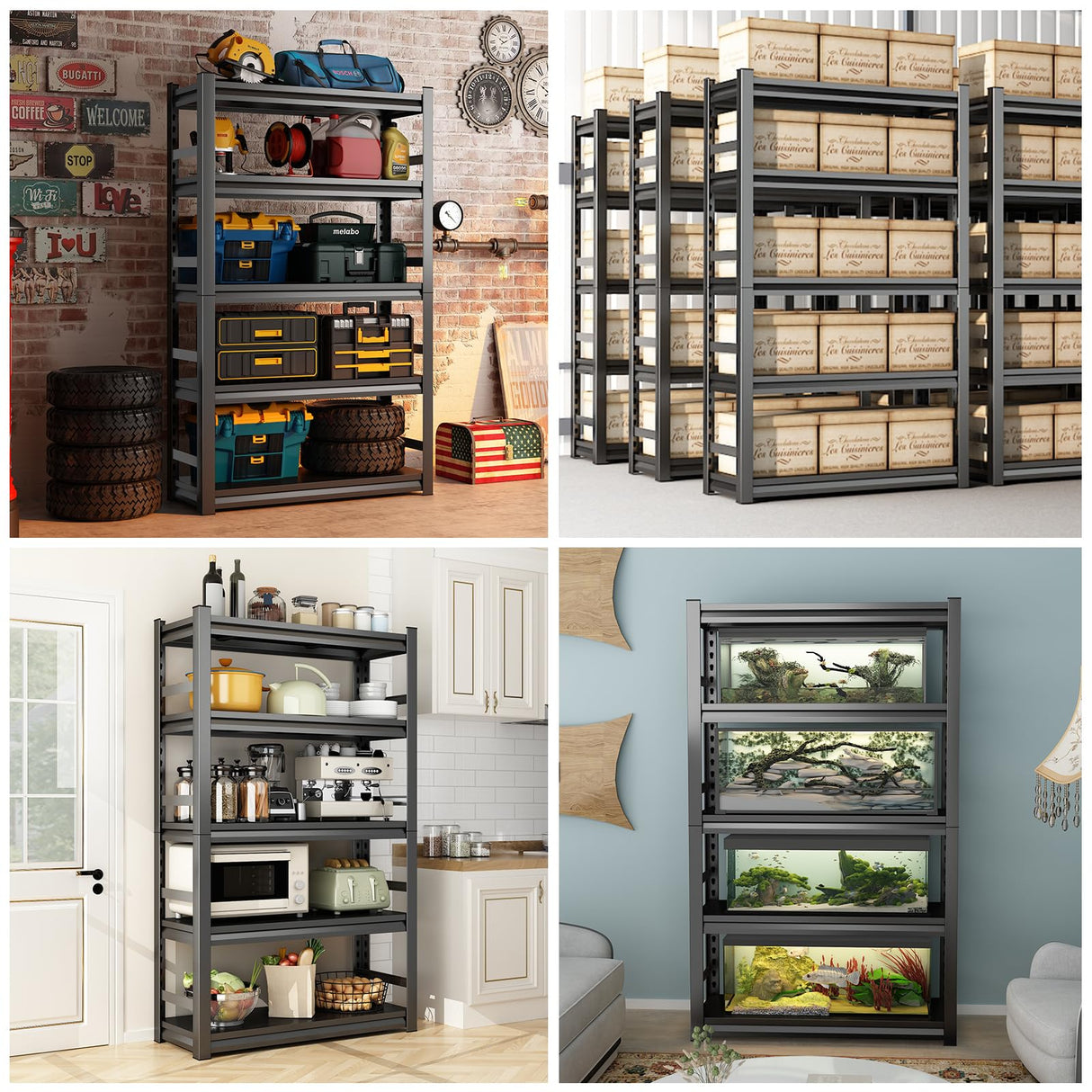 48" W Garage Shelving,Sturdy Garage Shelves Steel Heavy Duty Shelf,Large Metal Shelves,Adjustable Garage Storage Shelves Rack Unit for Warehouse Bezuny