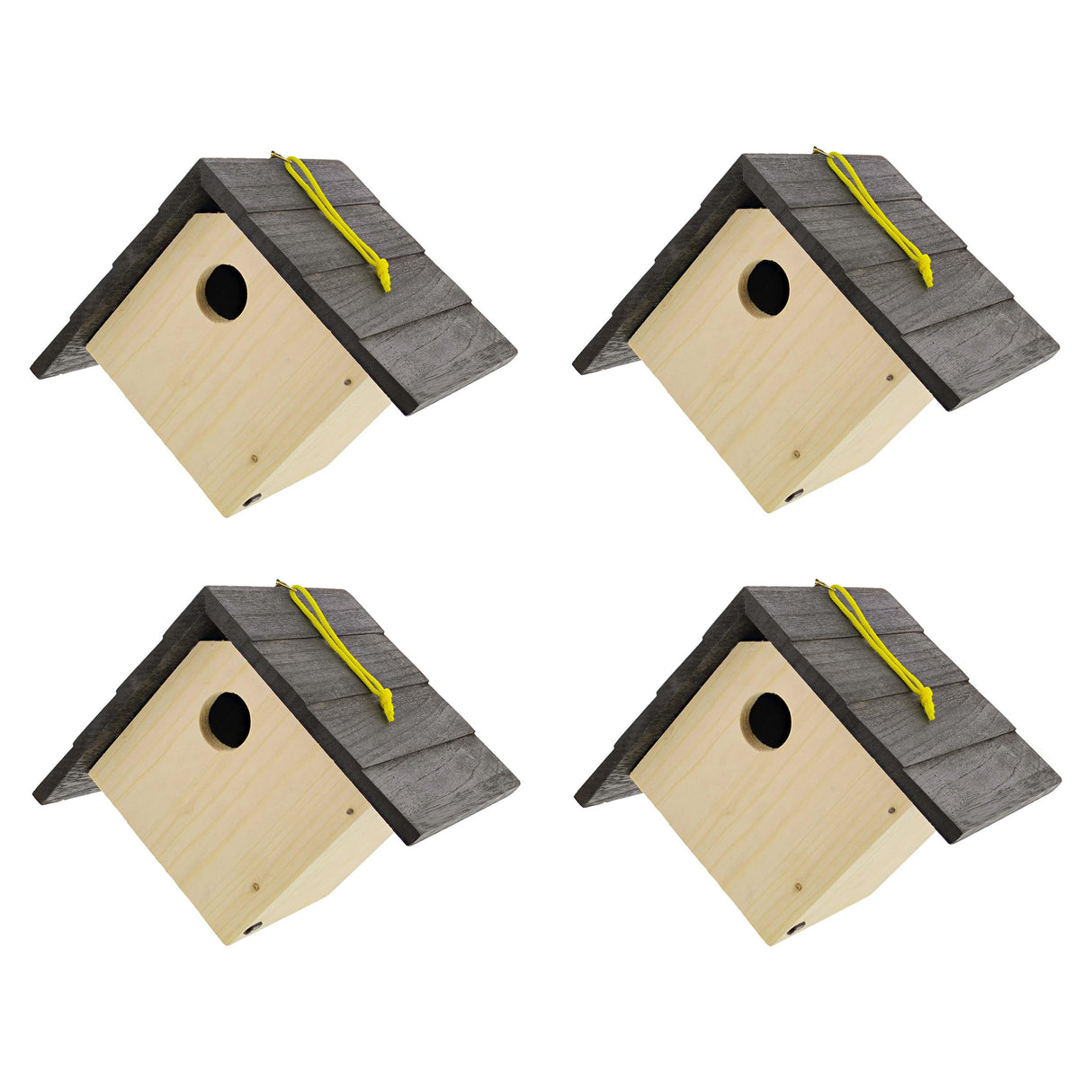 MiMu 6in Wood Birdhouse Kits for Adults - 4pk Unfinished Paintable Bird Houses for Outside Patio - Paint Your Own Hanging Diamond Birdhouse Party MiMu