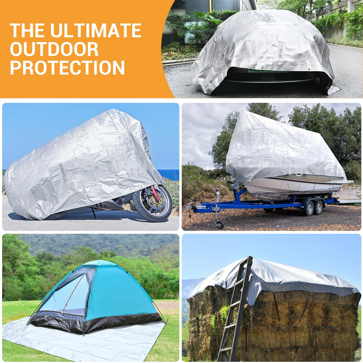Keten Tarps Heavy Duty Waterproof 12’ X 20’, Extra Thick 16 Mil, Tear & Fade Resistant, 100% UV Blocking, Outdoor Tarp with Reinforced Grommets for Keten