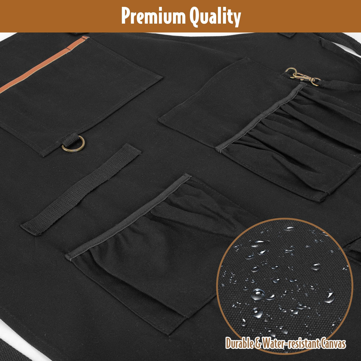 HODRANT Work Tool Apron, Heavy-duty Canvas Woodworking Apron for Men & Women with Dual Shoulder Straps & Adjustable Buckle, Utility Shop Apron for HODRANT