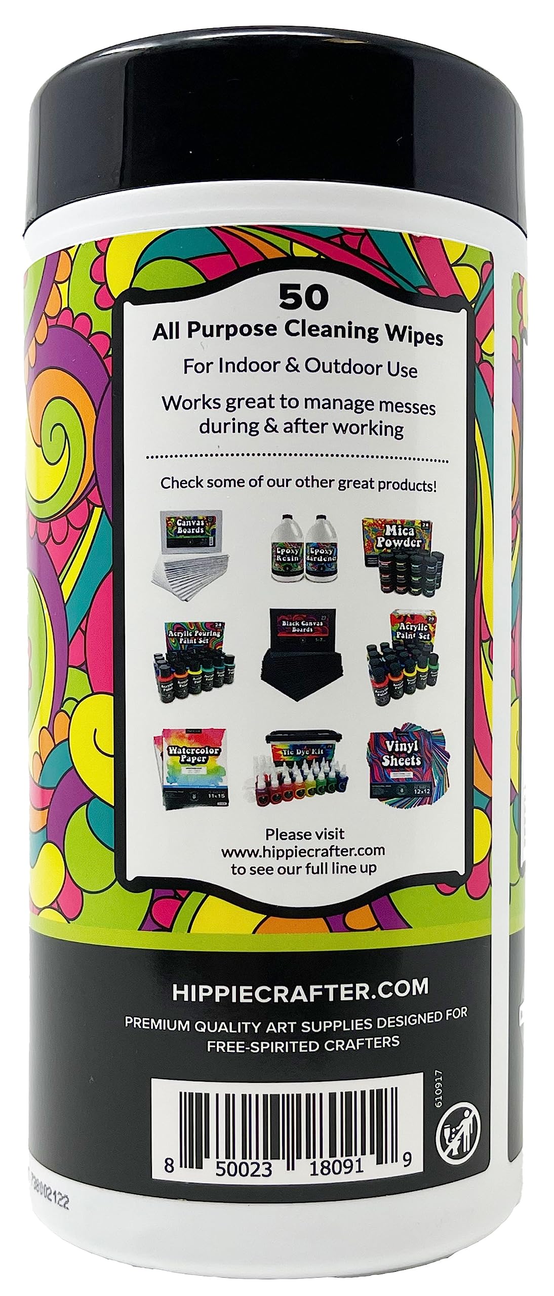 Paint & Art Wipes Paint Remover Wipes Cleaner Epoxy Glue Stains Latex, Acrylic Hand Cleaner and Plastic, Metal or Wood Surfaces, Floors, Brushes, HIPPIE CRAFTER