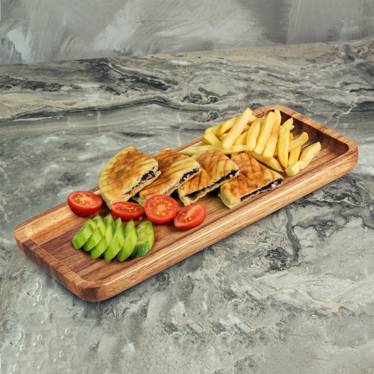 Acacia Wood Serving Trays, Set of 3 Wooden Serving Platters for Home Decor, Food, Cheese, Fruit, Vegetables, Charcuterie, Appetizer Serving Tray(11.8 Anyvape
