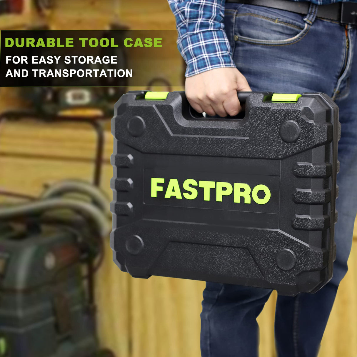 FASTPRO 177-Piece 20V Cordless Lithium-ion Drill Driver and Home Tool Set, Household Repairing Kit with in Storage Case, Green FASTPRO