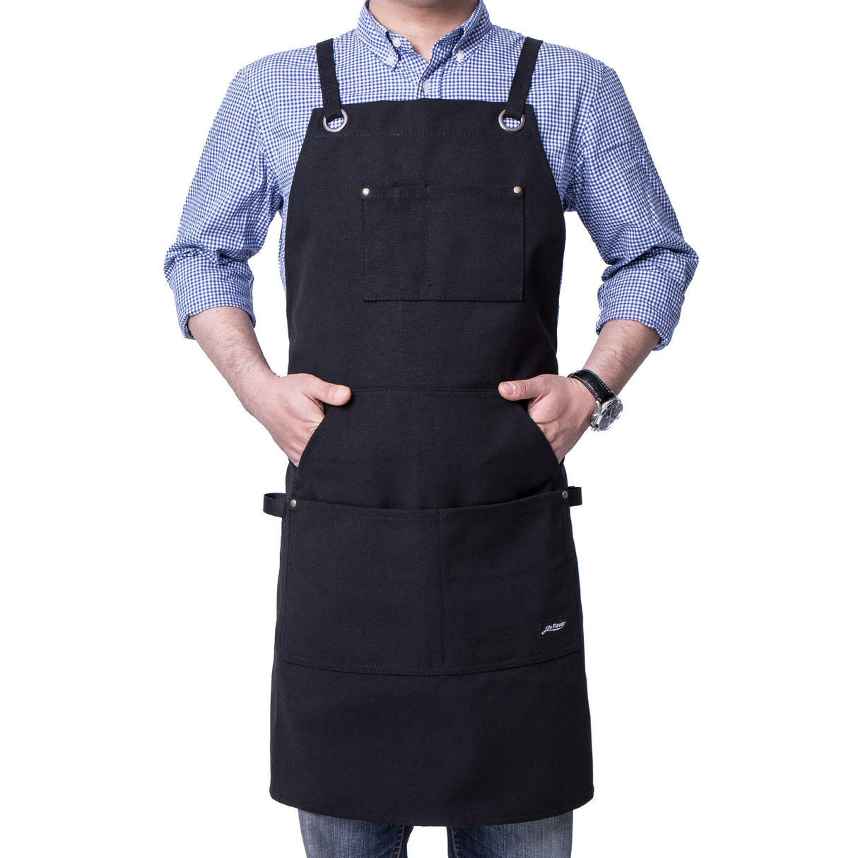 Life Flavor Heavy Duty Canvas Work Apron,Tool Pockets, Back Straps Adjustable(black) Life Flavor