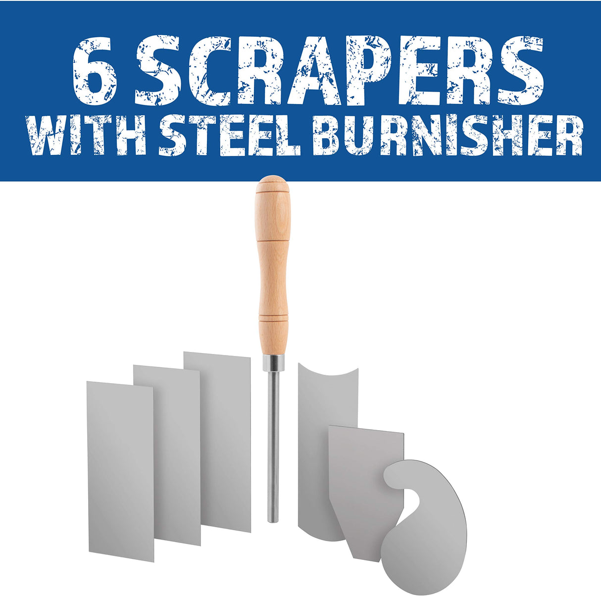 Fulton Scraper Burnisher with 6 Piece Multi-Shaped Scraper Set 3 Rectangle 1 Beveled 1 Curved (Convex and Concave) and 1 Gooseneck Scraper Fulton