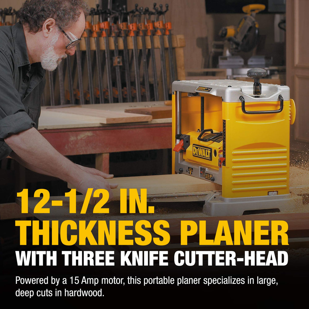 DEWALT Benchtop Planer, 15-Amp, 12-1/2-Inch, 3-Knife Cutter, 20,000 RPM, Corded (DW734) DEWALT