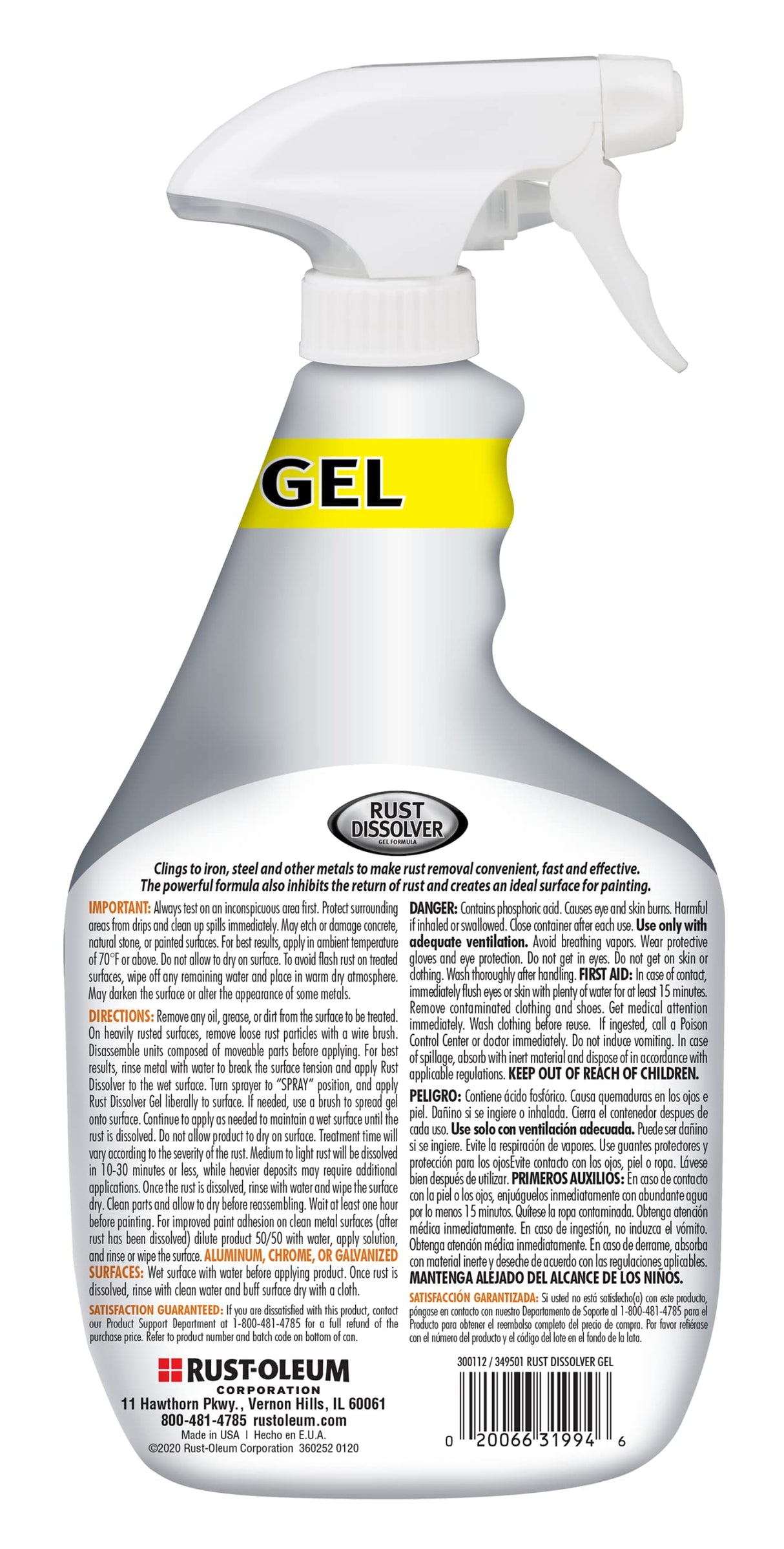 Rust-Oleum 300112 Rust Dissolver Gel, 32 oz Rust-Oleum