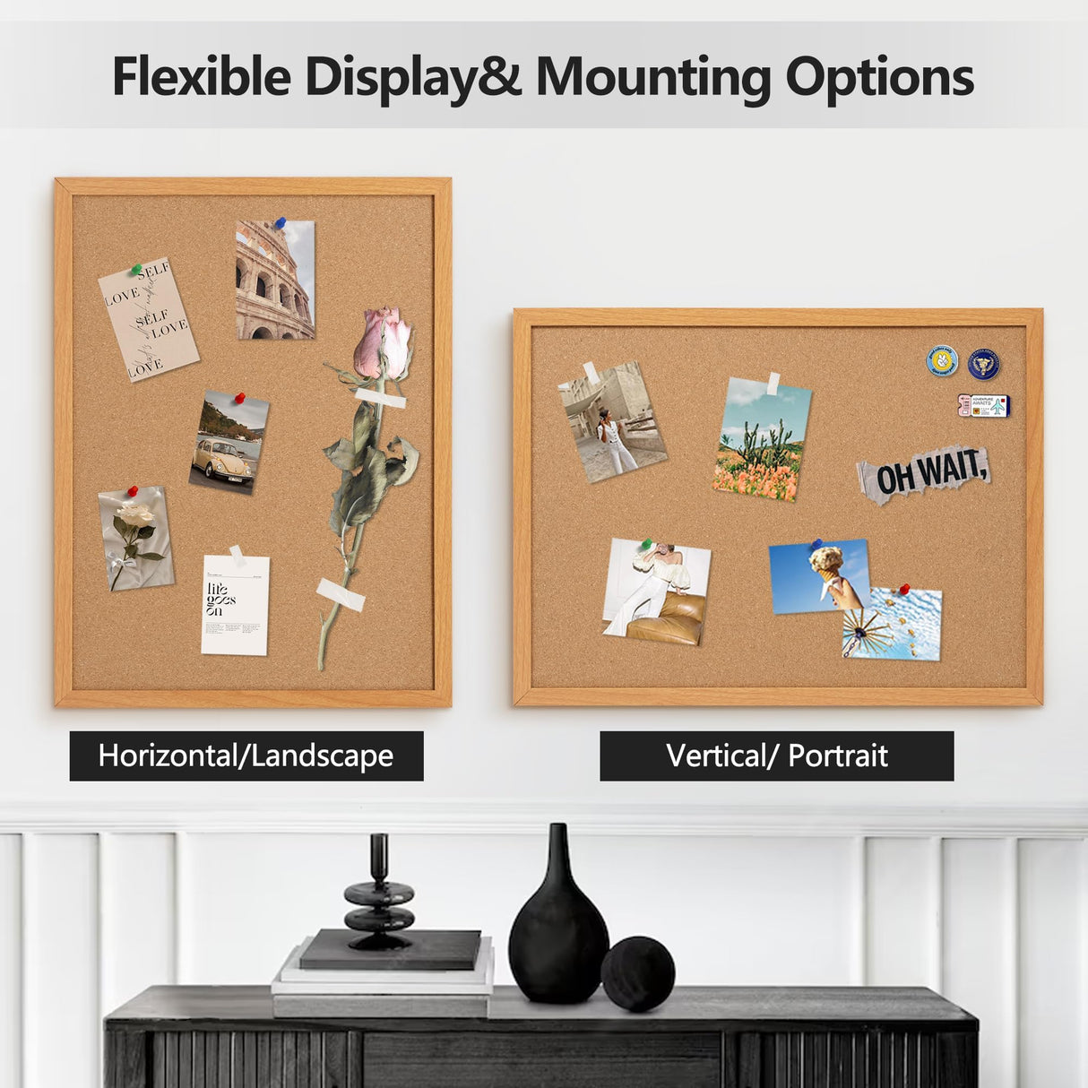 Board2by Cork Board Bulletin Board 24 x 36, Wood Framed Corkboards for Wall Decor, Hanging Office Message Board, Large Wall Mounted Notice Pin Board Board2by