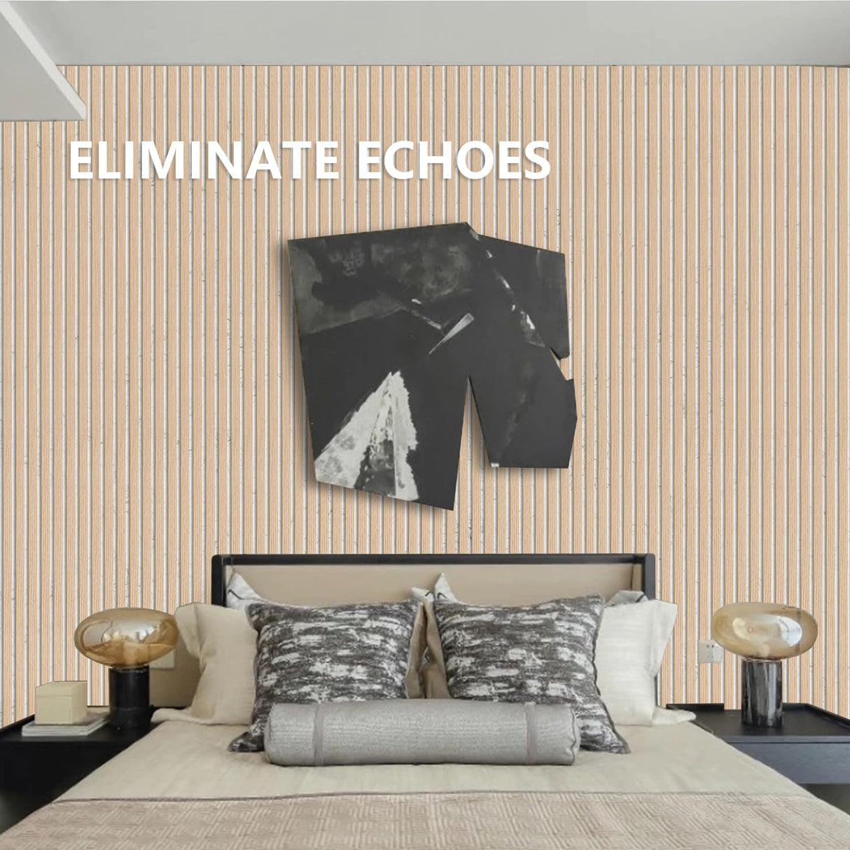 Olanglab Acoustic Wood Wall Panels, 2Pack 94.48"x 12.59" Each, Decorative Sound Proof Panels for Walls,3D Acoustic Panels Block Noise from Outside, Olanglab