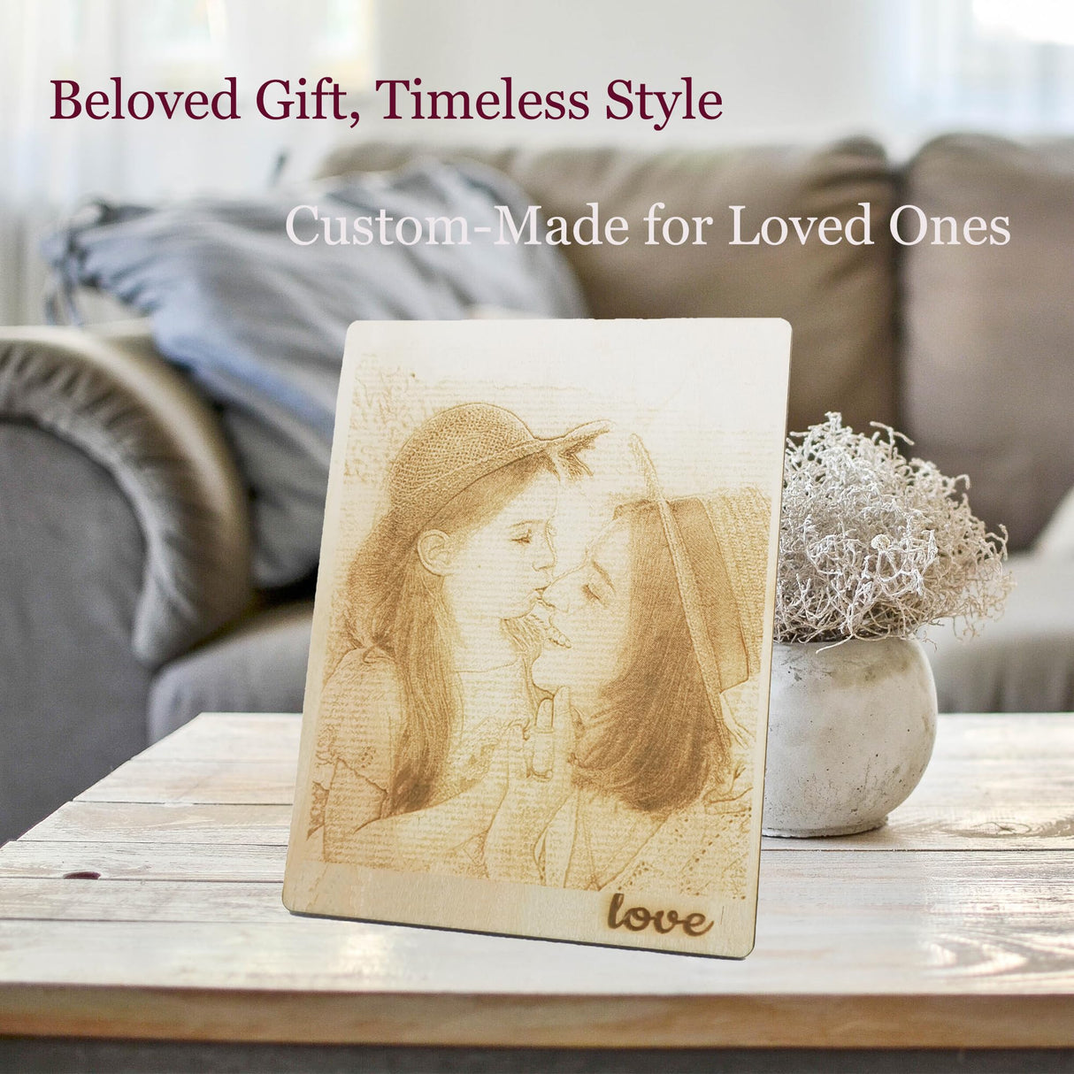 Personalized Engraved Wooden Photo, Custom Photo Engraved for Living Room, Bedroom, Kitchen, Perfect Decoration Gifts for Birthday,Wedding, matili