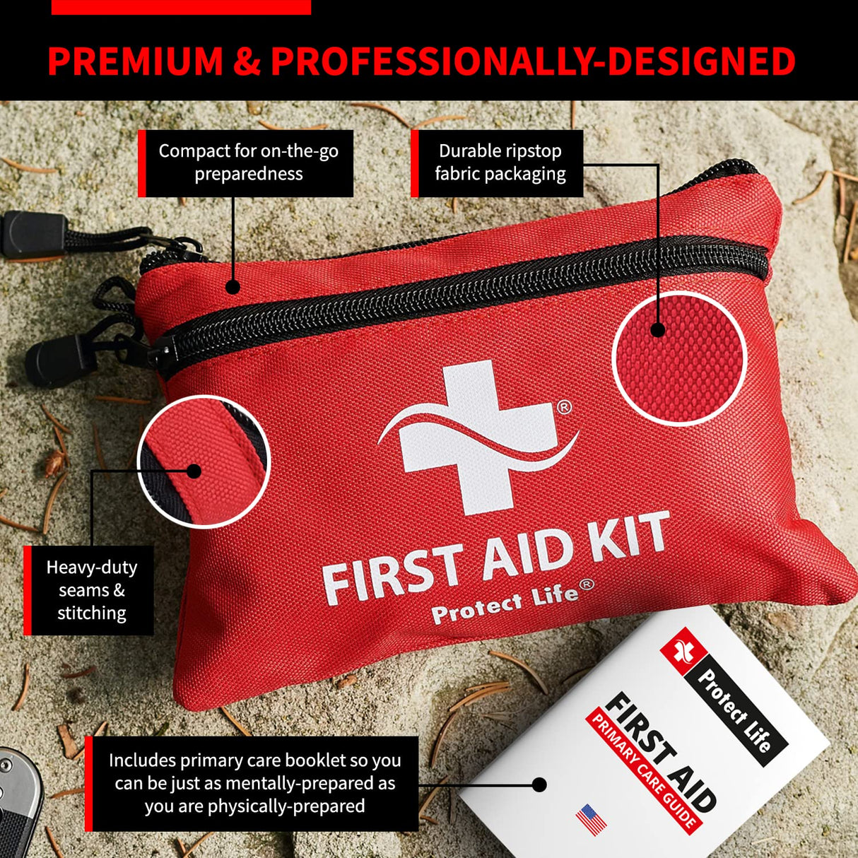 Protect Life First Aid Kit for Home/Business | HSA/FSA Eligible Emergency Kit | Hiking First aid kit Camping | Travel First Aid Kit for Car|Small Protect Life