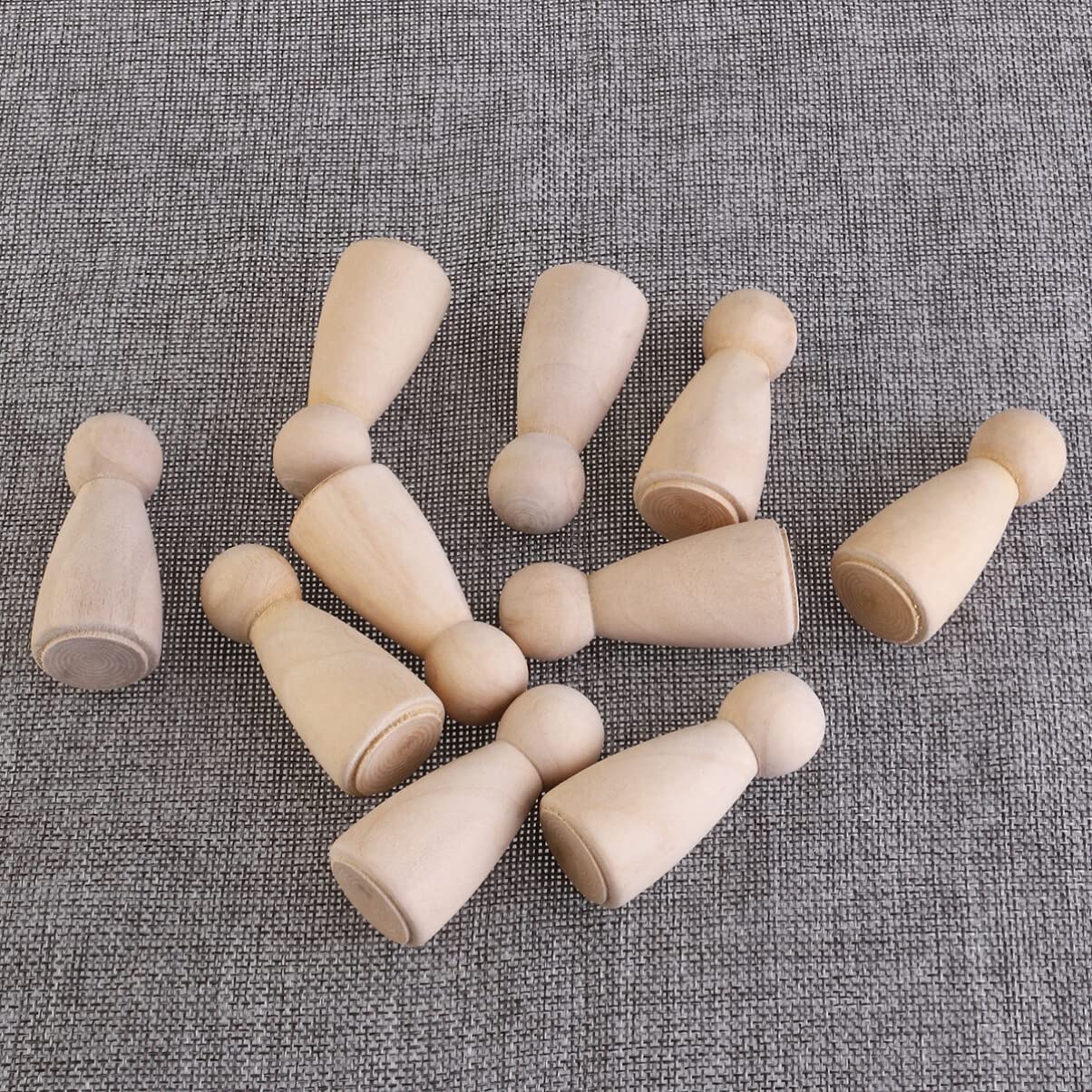 Ciieeo 10pcs DIY Plain Blank Wooden Peg Dolls Unfinished Wooden Peg Dolls Decorative Peg Doll for DIY Arts and Crafts Ciieeo
