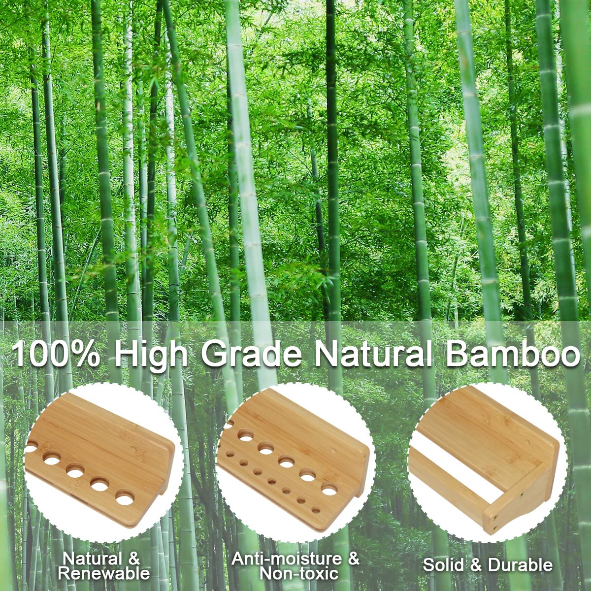 Wokyy Screwdriver Rack Wall Mount, Wood Pliers Holder, Hammer Rack, Wooden Tool Storage Organizer for Garage Workshop - 3 Pack Wokyy