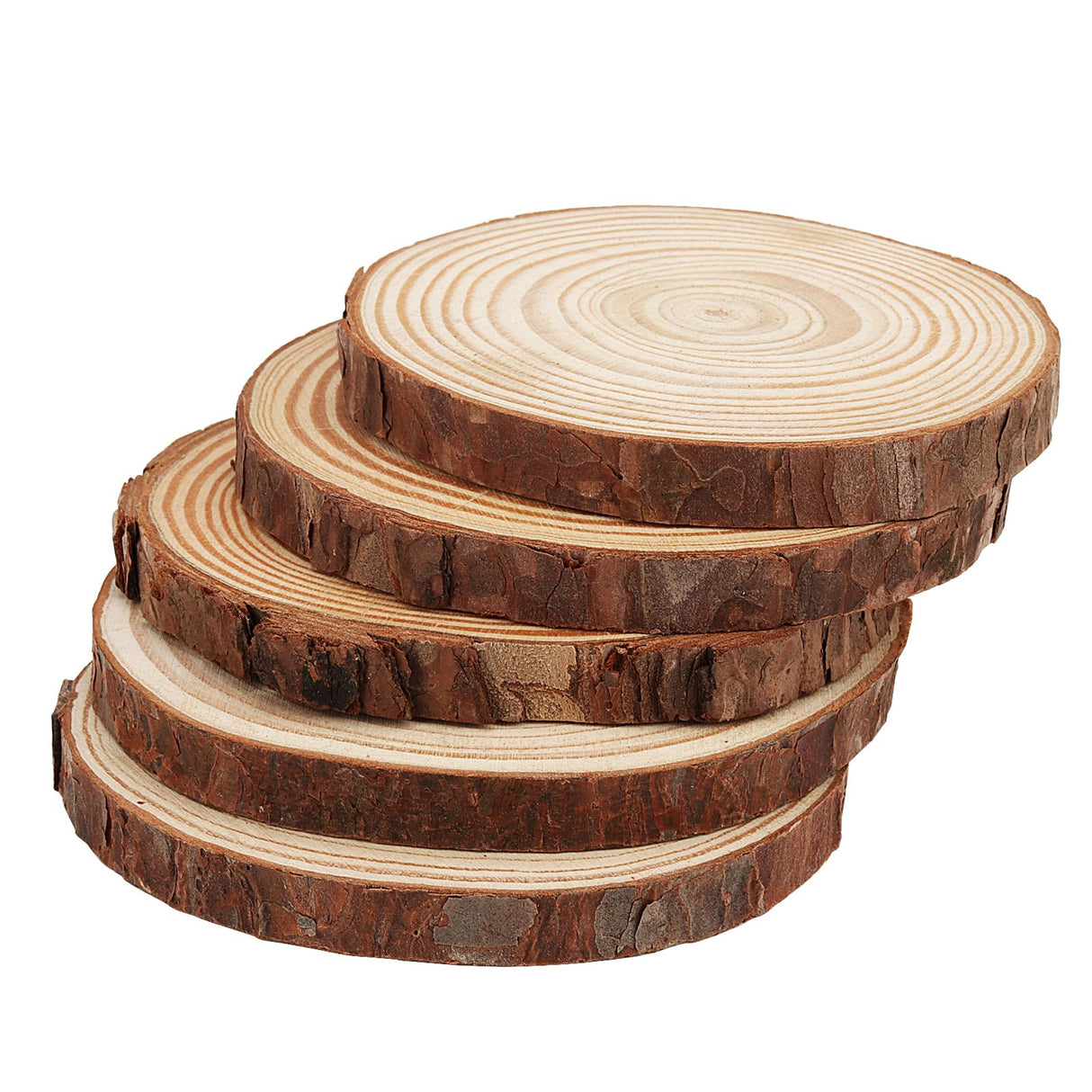 LEXININ 50 PCS Natural Wood Slices, 3.5-3.9 Inch Unfinished Wooden Log Slices, Tree Bark Wood Discs for Craft DIY Ornaments LEXININ