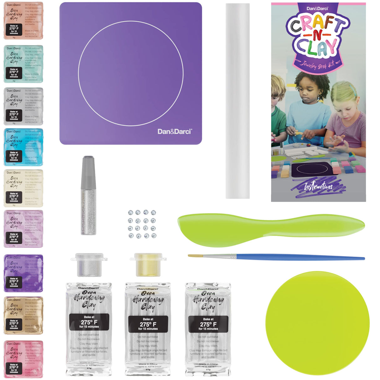 Craft 'n Clay - Jewelry Dish Making Kit for Kids and Tween Girls Ages 8-14 Year Old - Best DIY Arts & Crafts Gifts - Creative Toys for Preteen & Dan&Darci