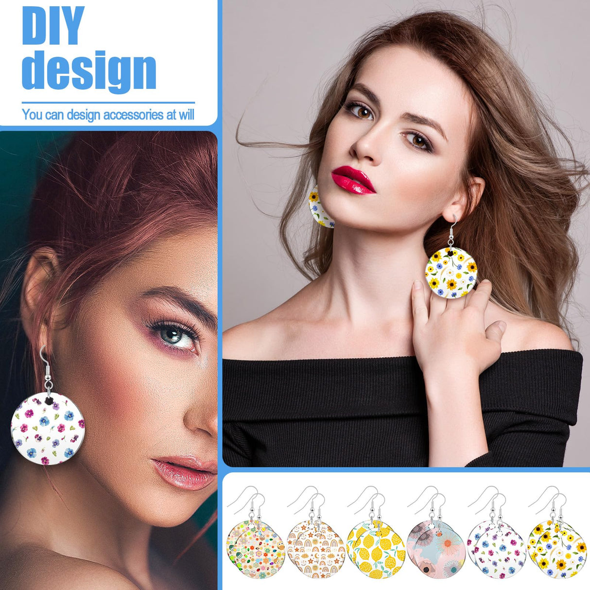 Loetere 168 Pieces Acrylic Earrings Blanks DIY Earrings Making Kit Includes Transparent Round Clear Acrylic Earring Blanks Pendants Earring Hooks and Loetere