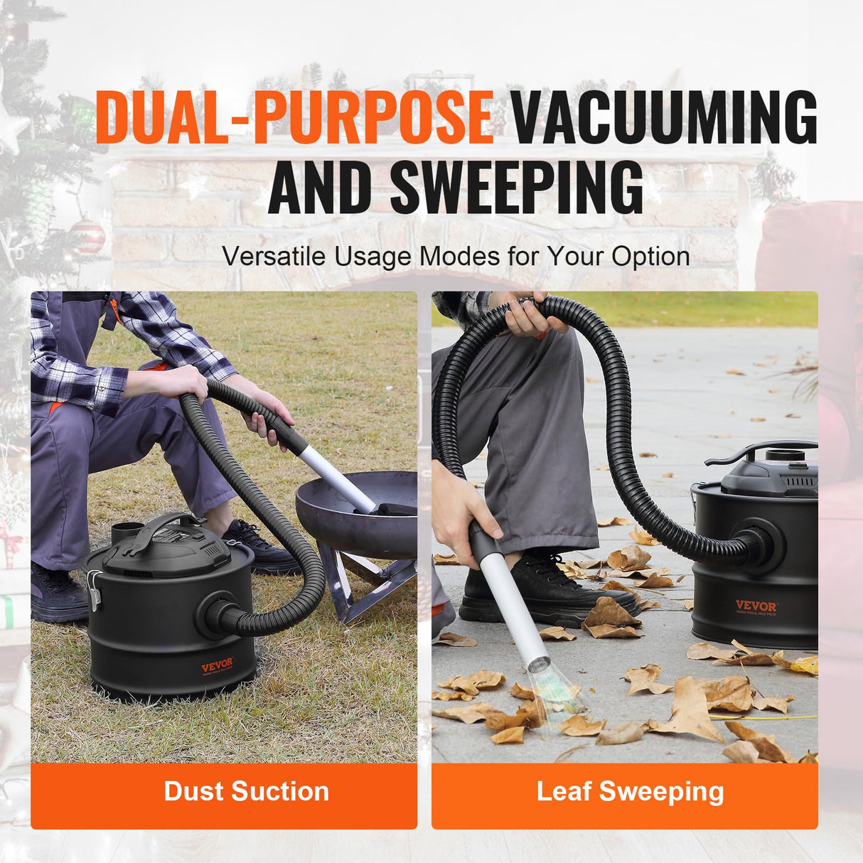 VEVOR Vacuum Cleaner 4 Gallon with 1200W Powerful Suction, Ash Vac Collector with 47.2 in Flexible Hose, for Fireplaces, Pellet, Wood Stove, Log VEVOR
