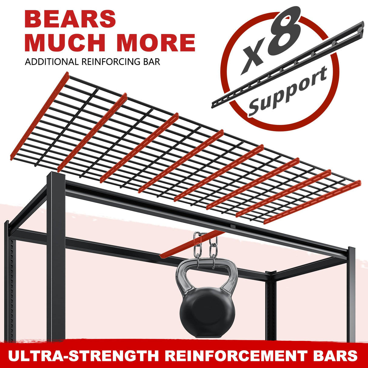 REIBII 55"W Garage Shelving Units and Storage Shelves Heavy Duty Shelving, 3500LBS Garage Storage Shelves 6-Tier Adjustable Metal Shelves for Storage REIBII