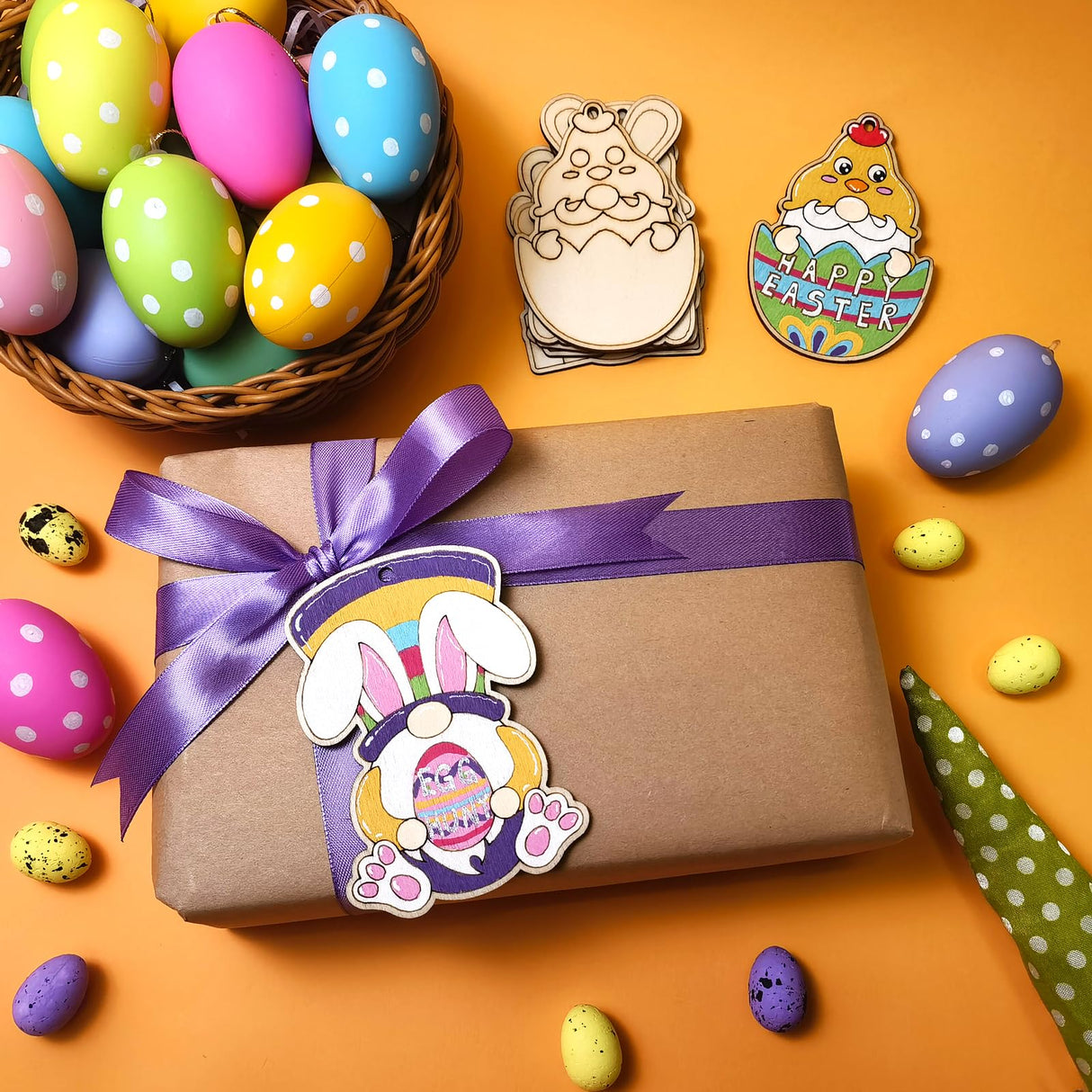 48 Pieces Easter Gnome Crafts Wooden Gnome Ornaments Cutouts Unfinished Wood Blanks Hanging Slices for Easter Spring Tree Elf Gnome to Paint (48) Generic