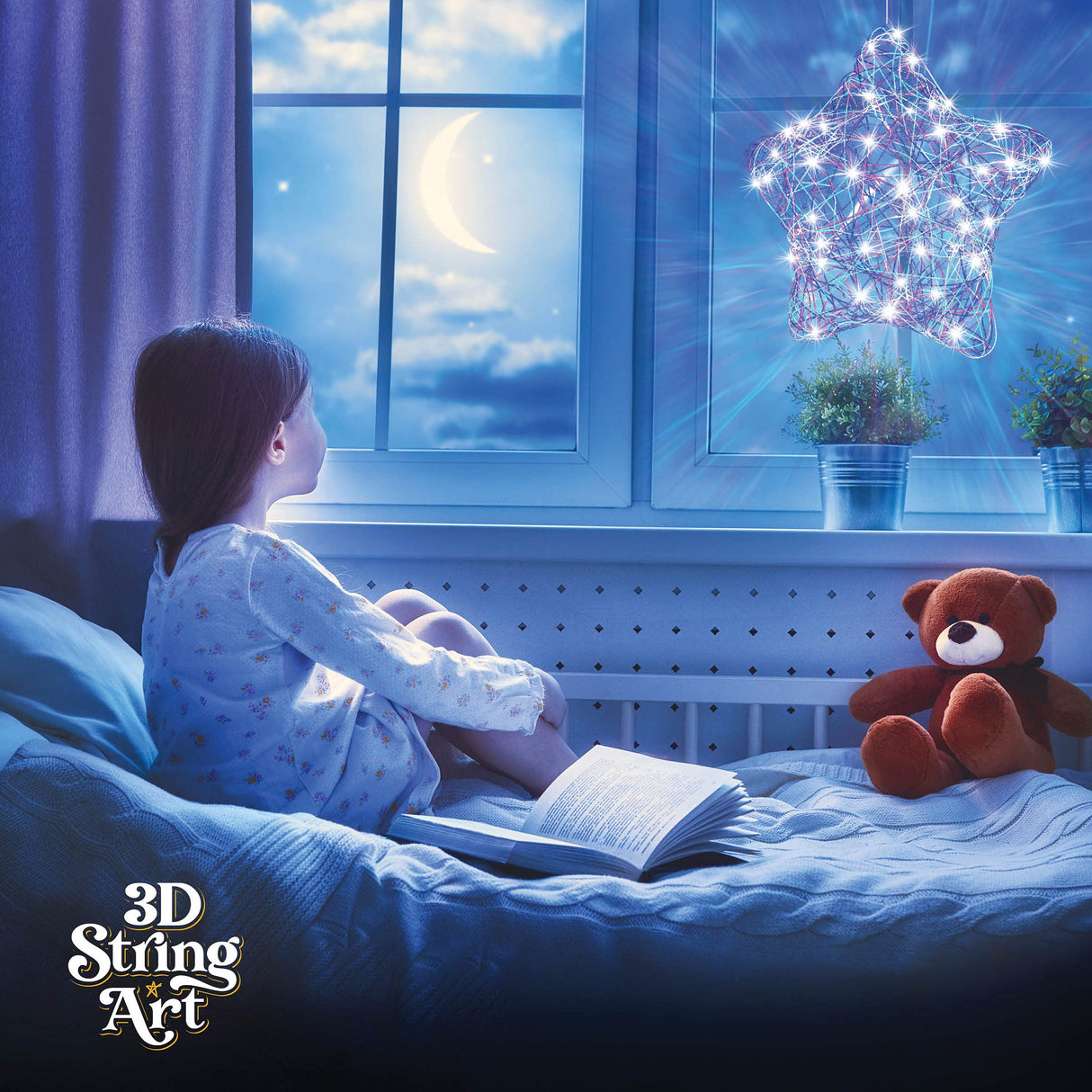 3D String Art Kit for Kids - Makes a Light-Up Star Lantern with 20 Multi-Colored LED Bulbs - Kids Gifts - Crafts for Girls and Boys Ages 8-12 - DIY Dan&Darci