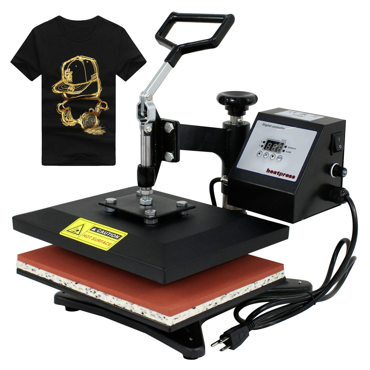 F2C Pro 12" x 10" Heat Press Machine Swing-Away Digital Heat Transfer Sublimation Printing Machine for T-Shirt Black F2C