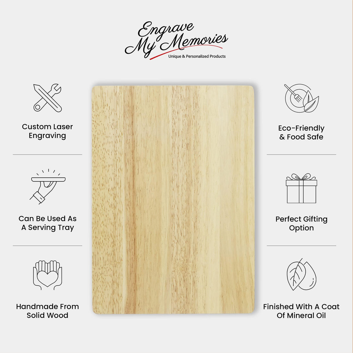 Engraved Cutting Boards For Kitchen 14x10 inch, Custom Laser Engraved Chopping Wooden Butcher Block,Countertop Accessory, Handmade Gifts From ENGRAVE MY MEMORIES