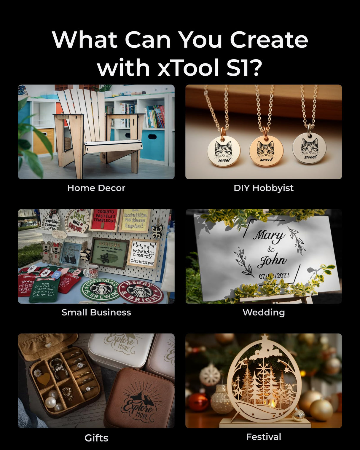 xTool S1 Enclosed Laser Cutter and Engraver Machine with Air Assist, Honeycomb, 40W Laser Power, 600mm/s, 419 * 319mm for Batch Process, Laser xTool